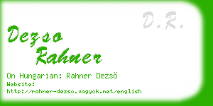dezso rahner business card